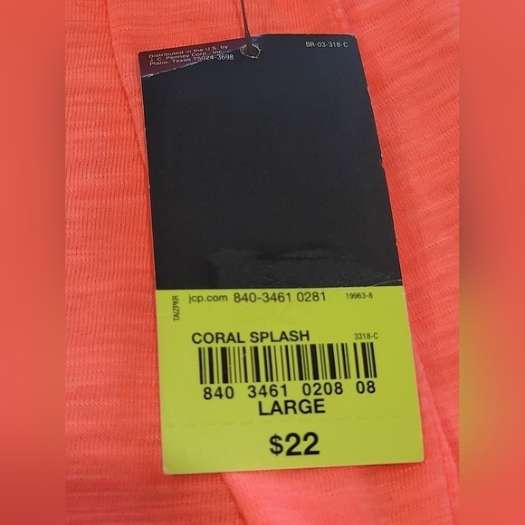 NWT Large Relaxed Fit Neon Coral Open Back Athletic T-Shirt - Picture 4 of 6